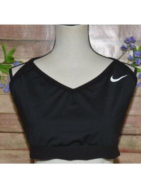 Nike Women’s Plus Dri-FIT Indy V-Neck Racerback Bra Black Size 2X NO Pads